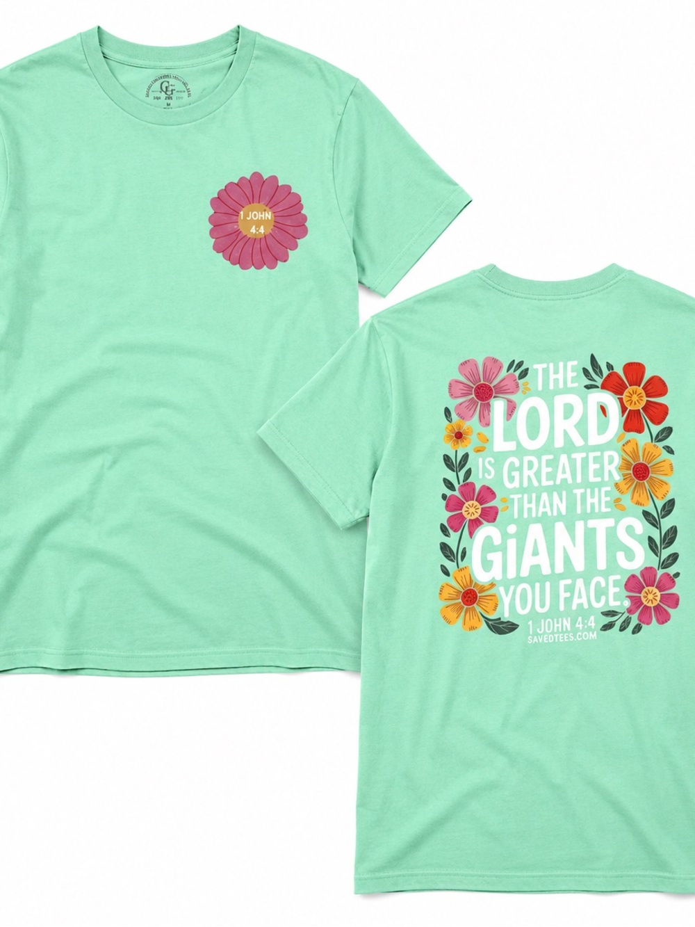 "The Lord Is Greater" Mint Graphic Tee NWOT